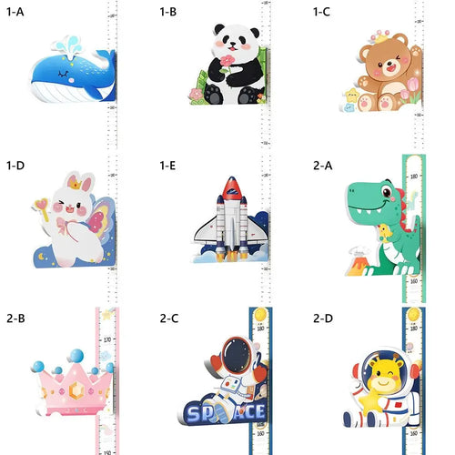 3D Animal Height Chart Wall Stickers