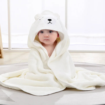 Hooded Baby Towel, Animal Design, white bear
