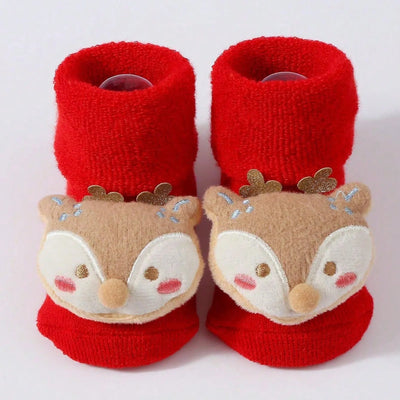 Christmas Baby Socks with 3D Santa & Reindeer