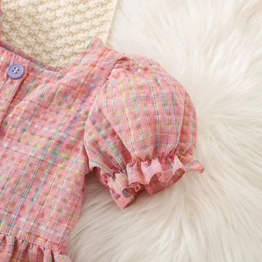 Baby Girl Plaid Top and Shorts Set, product photo 4