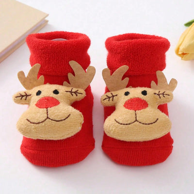 Christmas Baby Socks with 3D Santa & Reindeer