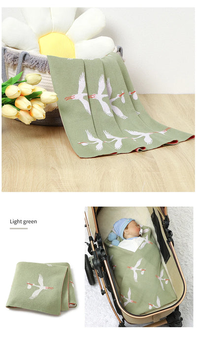 Cotton Knit Baby Blanket, 35 × 28 in