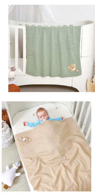 Knit Teddy Bear Baby Blanket