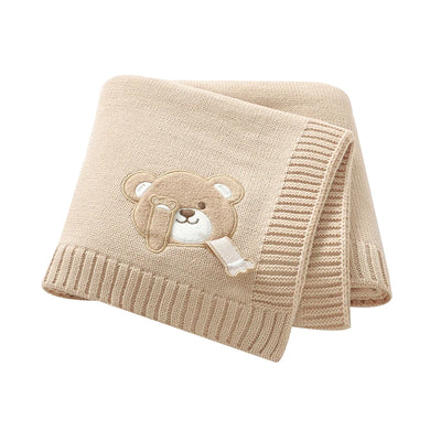 Knit Teddy Bear Baby Blanket
