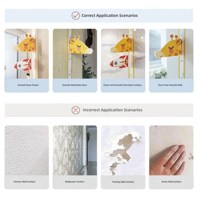 3D Animal Height Chart Wall Stickers