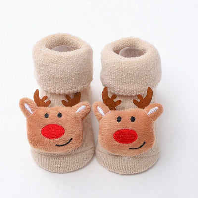 Christmas Baby Socks with 3D Santa & Reindeer
