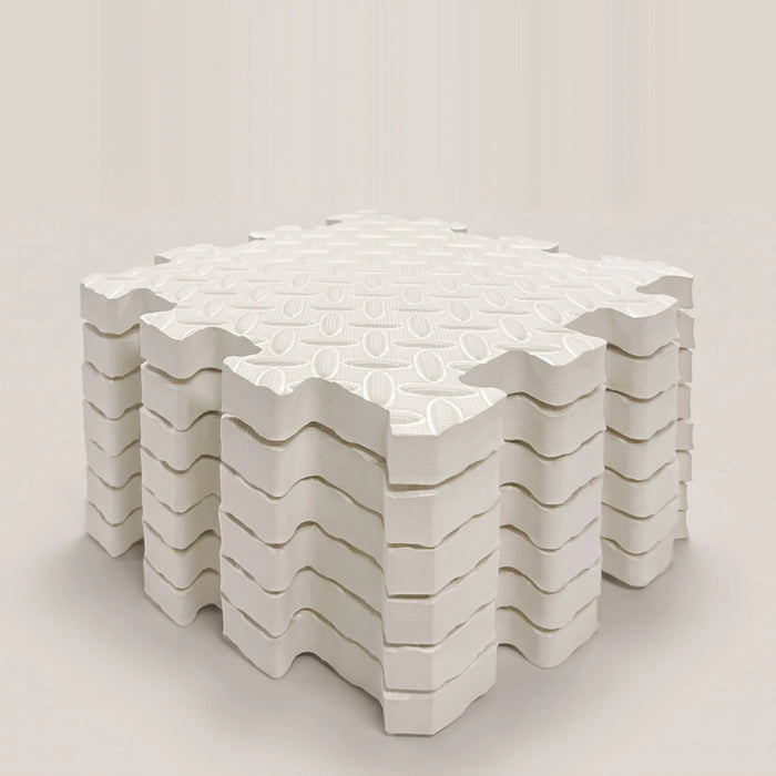 Foam Play Mat, 8 Interlocking Tiles, 1 in Thick, white