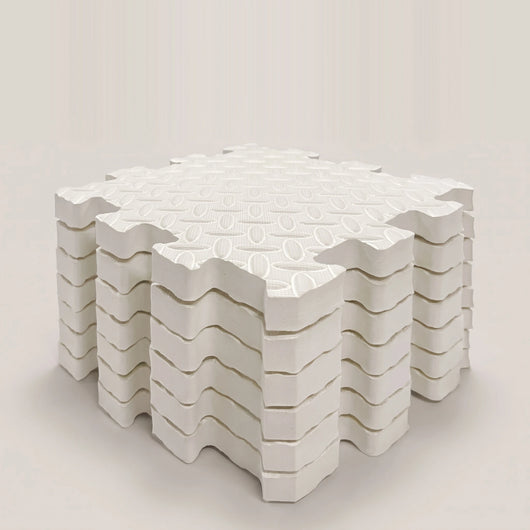 Foam Play Mat, 8 Interlocking Tiles, 1 in Thick, white