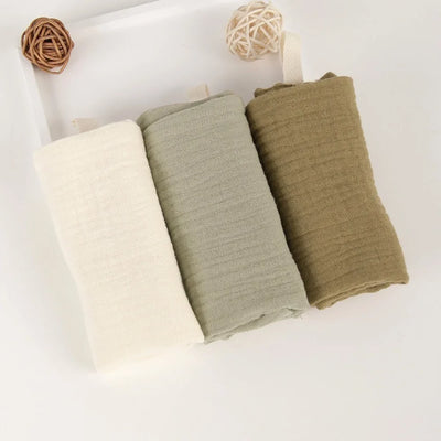 Muslin Baby Washcloths, 6-Layer Cotton, 3 or 5 Pack, 3-pack, oat & olive
