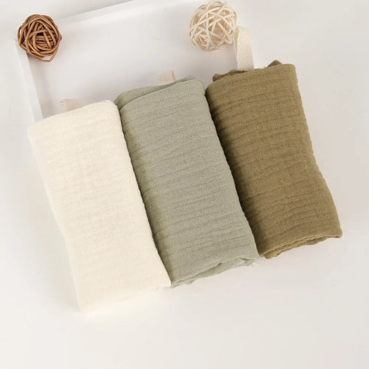 Muslin Baby Washcloths, 6-Layer Cotton, 3 or 5 Pack, 3-pack, oat & olive