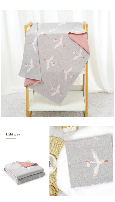 Cotton Knit Baby Blanket, 35 × 28 in