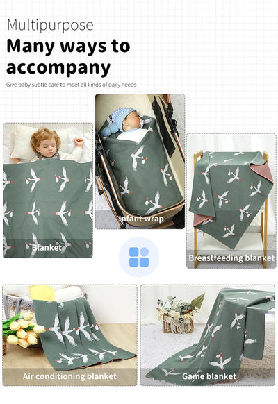 Cotton Knit Baby Blanket, 35 × 28 in