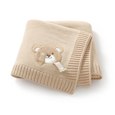 Knit Teddy Bear Baby Blanket