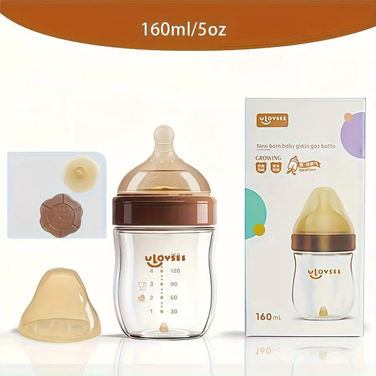 Glass Baby Bottles, Wide Neck, 4, 5.4 or 8 oz, Brown, 5.4 oz (160 ml)