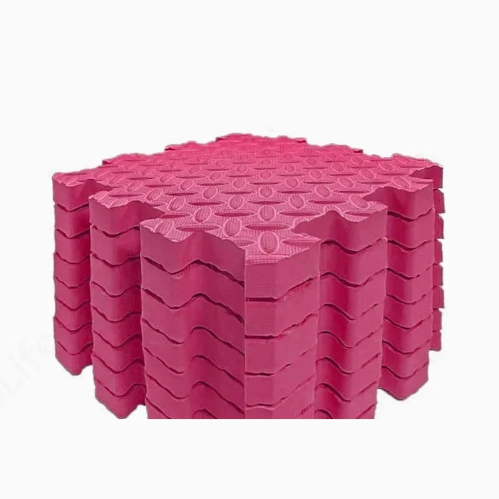 Foam Play Mat, 8 Interlocking Tiles, 1 in Thick, Red
