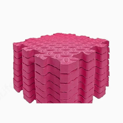 Foam Play Mat, 8 Interlocking Tiles, 1 in Thick, Red