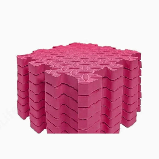 Foam Play Mat, 8 Interlocking Tiles, 1 in Thick, Red