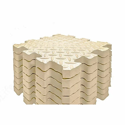 Foam Play Mat, 8 Interlocking Tiles, 1 in Thick, Beige