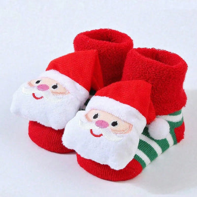 Christmas Baby Socks with 3D Santa & Reindeer