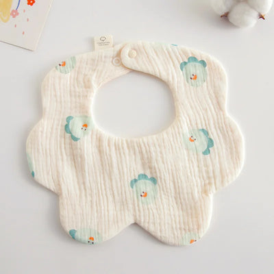 Muslin Baby Bib, Petal Shape, Cute dinosaur