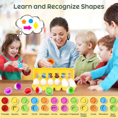 Color & Shape Matching Eggs Toy, 12 Pieces