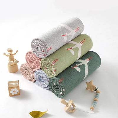 Cotton Knit Baby Blanket, 35 × 28 in