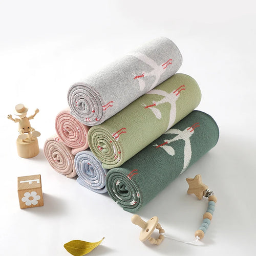 Cotton Knit Baby Blanket, 35 × 28 in