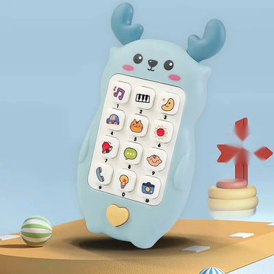 Baby Phone Toy with Music, Lights and Teether, Blue deer