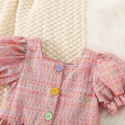 Baby Girl Plaid Top and Shorts Set, product photo 2