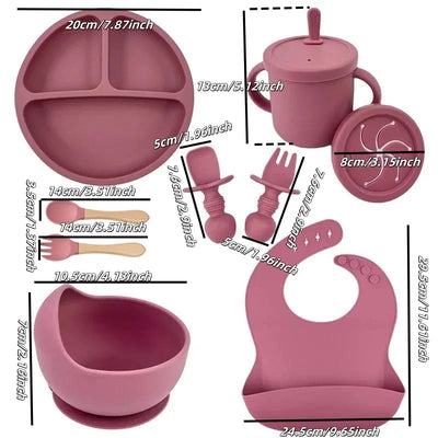 Silicone Baby Feeding Set, 6/7/9 Pieces