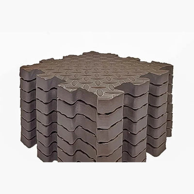 Foam Play Mat, 8 Interlocking Tiles, 1 in Thick, Brown