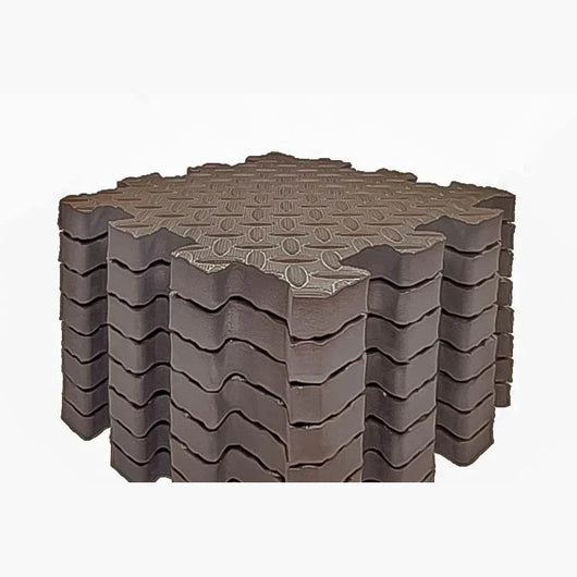 Foam Play Mat, 8 Interlocking Tiles, 1 in Thick, Brown