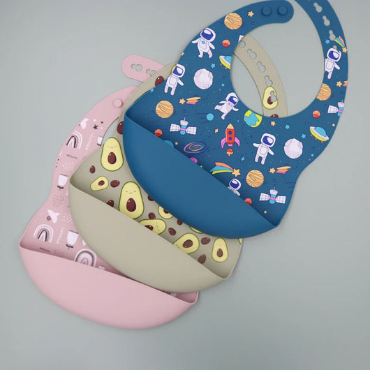 Silicone Baby Bib with Food-Catching Pocket