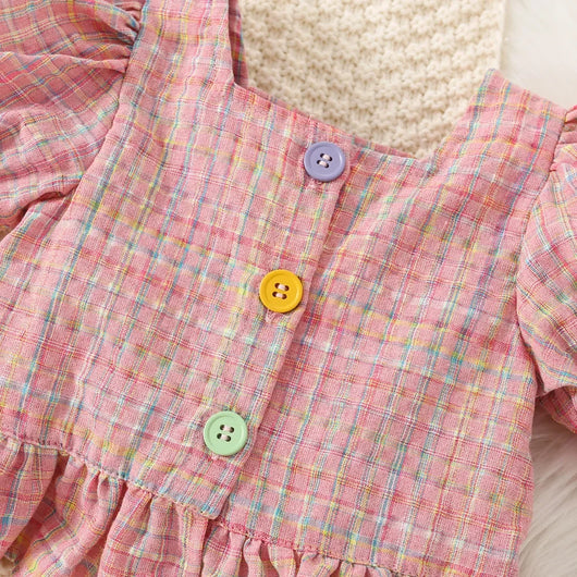 Baby Girl Plaid Top and Shorts Set, product photo 3