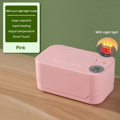 Baby Wipe Warmer with LED Display, USB, Pink