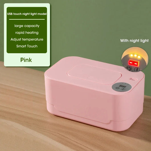 Baby Wipe Warmer with LED Display, USB, Pink
