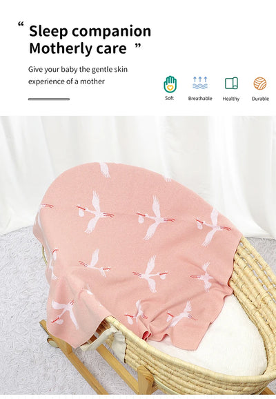 Cotton Knit Baby Blanket, 35 × 28 in