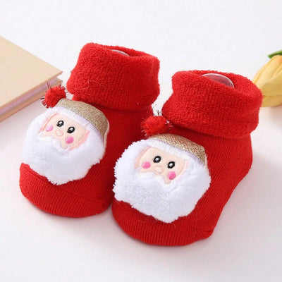 Christmas Baby Socks with 3D Santa & Reindeer