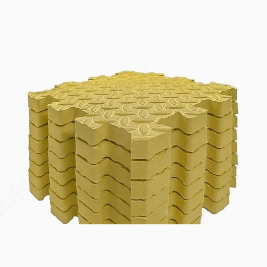 Foam Play Mat, 8 Interlocking Tiles, 1 in Thick, yellow