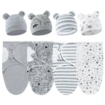 Cotton Swaddle Wrap with Hat