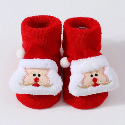 Christmas Baby Socks with 3D Santa & Reindeer