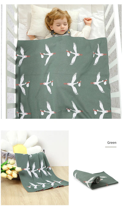 Cotton Knit Baby Blanket, 35 × 28 in