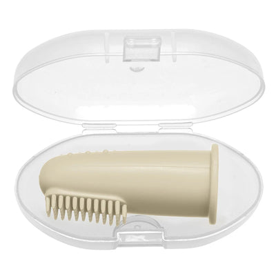 Baby Finger Toothbrush, Silicone, with Case, Cream