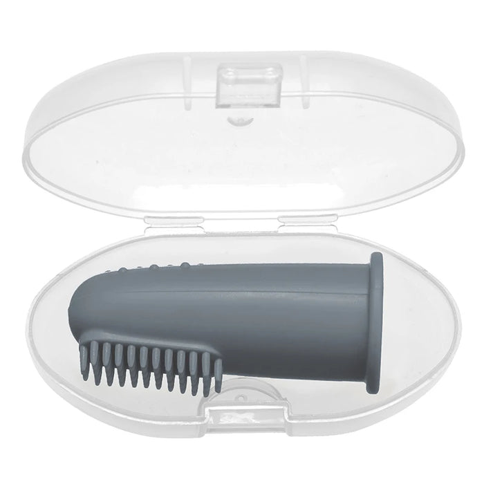 Baby Finger Toothbrush, Silicone, with Case, Slate