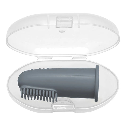 Baby Finger Toothbrush, Silicone, with Case, Slate