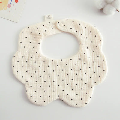 Muslin Baby Bib, Petal Shape, Little dot