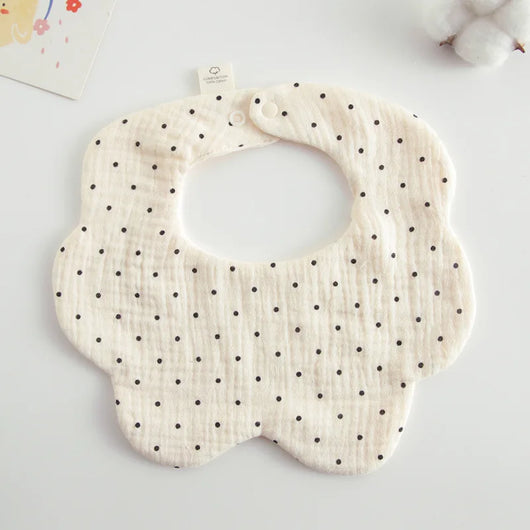 Muslin Baby Bib, Petal Shape, Little dot