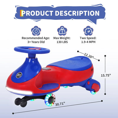 12V Electric Wiggle Car with Pedal & Lights