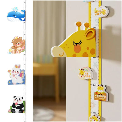 3D Animal Height Chart Wall Stickers