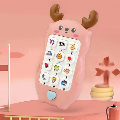 Baby Phone Toy with Music, Lights and Teether, Pink deer